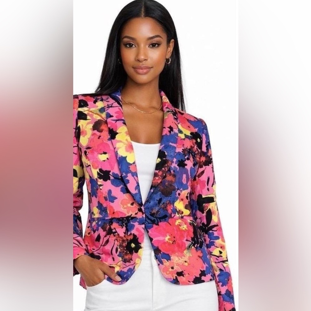 LOFT Floral Blazer in Pink, Blue, Yellow